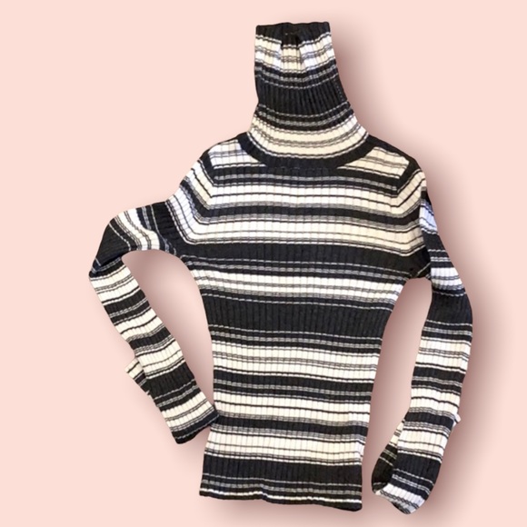American Eagle Outfitters Tops - AE Bodycon striped, Rib, Turtleneck Pullover